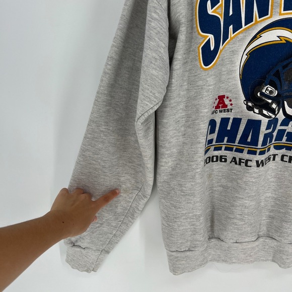 Vintage San Diego Chargers Sweatshirt Mens Large Hanes 2006 AFC West Champs Gray - Picture 3 of 13